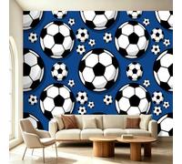 Chambre Papier Peint 3D Panoramique Dessin Animé De Football 300 x 210 cm | Papier Peint Intissé Mural Ballon De Football pour Salon Canapé TV Fond Décoration, Personnalisable Grande Taille