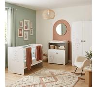 Chambre Trio Lit Et Commode Et Armoire En Bois - Teddy Blanc TU
