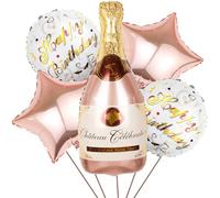 Champagne, Bière Thème, Géants Vin Rose Or, Ballon Hélium, Bouteille de Champagne, Étoiles Rose Ballons Aluminium Anniversaire, Vacances, Mariage, Soirée