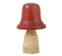 Champignon Déco en Bois Cloche 42cm Naturel & Rouge