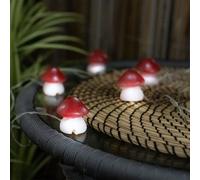 Champignon solaire éclairage de terrasse solaire pour guirlande lumineuse extérieure champignons, 6x amanites mouches, batterie LED, L 270 cm, terrasse de jardin