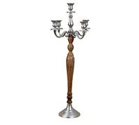 Chandelier à 5 Branches Candélabre en Bois et métal Brun/argenté Hauteur 80 cm