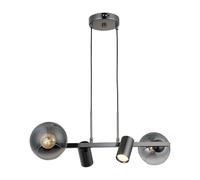 Chandelier antique, corps en métal, hauteur réglable 30-110 cm, capuchon en verre Ø 14, 2 douilles E27 et 2 douilles GU10, éclairage élégant pour la décoration de la maison