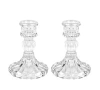 Chandelier Bougeoir Verre Transparent, Lot de 2 Bougeoir Mariage Decoratif Bougeoirs en Verre Vintage Élégant Porte-Bougie Support pour Bougies Piliers Decoration Noel Mariage Maison Table