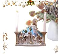 Chandelier de Noël - Candel Stand With Resin Nativity Ornament | Décorations de Noël catholiques adaptées cheminées, tables, châles et décorations de maison, accessoires d'intérieur pour U
