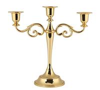 Chandelier en Métal de Style Walfront, Bougeoir de Style Européen Rétro pour Décoration de la Maison, Chandelier 3 Branches Doré pour Anniversaire Noël Saint Valentin (Or)