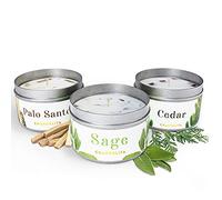 Chandelita Bougie Parfumées à la Sauge, au Cèdre & au Palo Santo pour Nettoyer l’environnement, Élever l’esprit, Réduire la Fatigue - Bougie Parfumée Relaxation - Bougies Parfumée Méditation