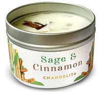 Chandelita Bougie Parfumées à la Sauge Pure & Cannelle avec Feuilles & Cire de Soja pour Relaxation, Méditation & Guérison des Chakras - Bougie Parfumée Artisanale - Bougies Parfumée Bien-être
