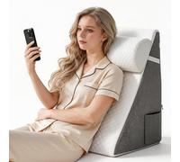 ChaneeHann Coussin Orthopédique Anti-Reflux 3-en-1,Gris-Blanc,50x50x26 cm | Mousse Haute Résilience, Housse Jersey, Idéal pour Sommeil Réparateur et Confort