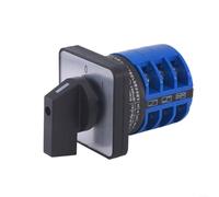 Changeover Interrupteur à came rotatif 2 positions 4 bornes compatible avec LW26-32 C06/3, interrupteur sélecteur de commande de moteur en plastique ignifuge, 64 x 64 x 58 mm, bleu