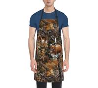 CHANGLEI Tablier de chasse avec motif cerf ours cerf pour homme et femme, grand tablier en polyester imperméable avec 2 poches pour la cuisine et la pâtisserie, Noir , taille unique