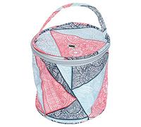 Changor Sac de Fil à Tricoter, Fourre-Tout de Rangement, Organisateur, Conception Ingénieuse de Seau Circulaire pour la Maison et Les Voyages, Matériau en Tissu Oxford (Géométrie Bleue)