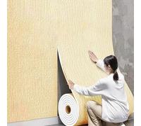 CHANGPHG Papier peint auto-adhésif d'isolation thermique de 5 mm, couverture murale en mousse de texture de lin for murs intérieurs, jaune 10 m x 50 cm(Yellow,L80m W50cm)