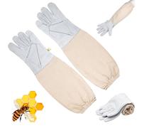 ChangTsing Gants Apiculteurs pour enfant en cuir Gants d'apiculture Gants de Protection Enfants Gants Protégés pour Apiculteur à Manches Longues en Toile pour l'Apiculteur Débutant Blanc, L