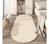Chanxiang666 Tapis Ovale Antidérapant Lavable Tapis Salon Chambre décoration Doux Poils Ras Moderne antidérapant Lavable, Texture de Lin uni de Style Japonais Ovale 120x200cm