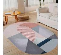 Chanxiang666 Tapis Ovale Couloir Salon entrée Moquette intérieur Poils Ras Grande Salon Chambre Salle à Manger, Chambre d'adulte, Géométrie Moderne Rouge et Grise Ovale 200x300cm