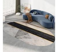 Chanxiang666 Tapis Ovale Couloir Salon entrée Moquette Tapis Salon Chambre décoration Doux Poils Ras Moderne antidérapant Lavable, Géométrie Moderne Noire, Grise, Beige Ovale 180x220cm