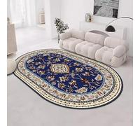 Chanxiang666 Tapis Ovale, décoration d'intérieur Tapis Lavable antidérapant Chevet cheminée, Jaune et Bleu à Motifs Floraux rétro Ovale 200x250cm