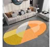 Chanxiang666 Tapis Salon Chambre à Coucher, Tapis à Poils Courts, Tapis Salon Chambre décoration Doux Poils Ras Moderne, Motifs géométriques Modernes Jaunes et Oranges Ovale 140x200cm