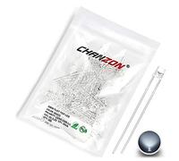 CHANZON 100 pcs 3mm Blanc LED Diode Lumières (Clear Flat Top Transparent DC 3V 20mA) Lumineux Ampoule Lampes Composants Électroniques Indicateur Diodes Émettrices De Lumière