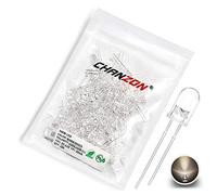 CHANZON 100 pcs 5mm Blanc Chaud LED Diode Lumières (Court Rond Transparent DC 3V 20mA) Lumineux Ampoule Lampes Composants Électroniques Indicateur Diodes Émettrices De Lumière