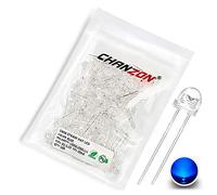 CHANZON 100 pcs 5mm Bleu Chapeau De Paille LED Lumières À Diode (Lentille Transparente 3V 20mA) Lumineux Ampoule Lampes Composants Électroniques Indicateur Diodes Émettrices De Lumière