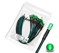 CHANZON [Fil UL] 20 pcs Pré-câblés 5mm Lentille Verte Diode LED Lumières Vertes (Lentille Ronde Givrée Diffuse DC 12V) avec 560 ohms Résistance 1/4 W et 24 AWG Diodes électroluminescentes