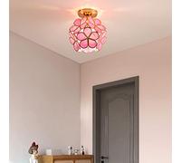 Chao Zan Suspension Luminaire,Métal design Pétales Abat-jour Lampe Plafonnier Industrielle en Luminaires Suspension 27 Lampe d'Eclairage pour Couloir salle à manger Cuisine (Couleur Rose)