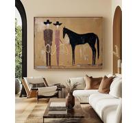 CHAOJIART Tableau abstrait figuratif de cowboy sur toile, grand format, style western contemporain Japandi, toile neutre (50 x 70 cm/toile tendue sur châssis)