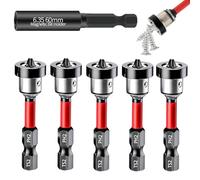 CHAOTEMAI 5 Piezas PH2 Magnétiques 1/4" pour Placo+Varilla Adaptadora, Pladur Puntas Atornillador, Puntas Magnéticas Adecuado para Destornilladores Eléctricos Ilaves Inglesas
