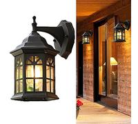 ChaoZan Applique Murale Extérieure, Moderne Simple Lampe Murale Extérieure Métal Noir Appliques Murales en Verre Abat-jour E27 Étanche Applique D'extérieur Rétro Lanterne pour Jardin Balcon Cour