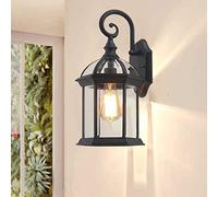 ChaoZan Lampe Applique Murale Extérieure Abat-jour Verre Etanche Mur de Feu Rétro E27 Rustique Antique Noir Lampe Métal aluminium Éclairage mural pour Jardin Maison Murale Balcon Patio Terrasse