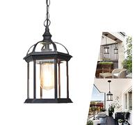 ChaoZan Lampe suspendue extérieure noire rétro étanche IP23 suspension réglable en hauteur de lampe E27 Pendentif éclairage aluminium Lanterne jardin Métal pour raisin balcon belvédère