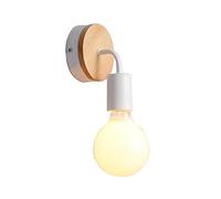 ChaoZan Métal Appliques Lampe Murale La créativité Luminaire E27 LED Fer et Bois lumière Porte-lampe de Couloir Murale Support Applique Bougeoir Mural Blanc