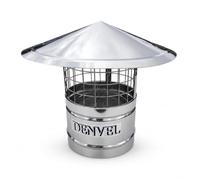 Chapeau de Cheminée 130 mm en Acier Inoxydable avec Grille Anti-Oiseaux - Capot Pare-Pluie INOX pour Conduit de Fumée, Cheminée et Ventilation - Denvel®