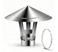 Chapeau de Cheminée 304 Acier Inoxydable, Diamètre Réglable 50mm-300mm, Capot de Pluie et Anti-Pluie pour Conduit de Poêle, Poêle Extérieur, Cheminée et Brasero(150mm)