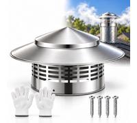 Chapeau de Cheminée 40-400mm Inox 304, Capot de Toit Anti-Pluie & Oiseaux | Couvercle de Cheminée, Chapeau de Pluie de Toit Sortie Pare-Vent pour Tuyau de Poêle et Conduit(400MM)