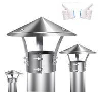 Chapeau de Cheminée Anti Pluie, 80 90 125 130 160 mm Couvercle de Cheminée | Hotte D'aération de Toit Ronde avec Vis et gants, Protection pour Cheminée ou Fumée Poêle Exterieur Tubage Ventilation(110mm)
