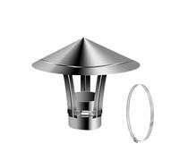 Chapeau de Cheminée Conique Pare Pluie INOX 201, Hotte de Cheminée Réglable Chapeau CheminéE Inversé 50-300 mm, Pour Fumisterie Poele Exterieur Tubage.(150mm)