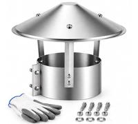 Chapeau de Cheminée en Acier Inoxydable 304, Capot Anti-Pluie à Toit Conique pour Conduit Rond, Fixation par Double Boulon, Sortie de Fumée pour Poêle à Bois et Foyer(90mm)