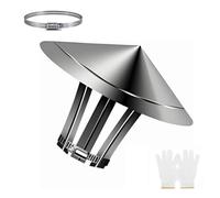 Chapeau de Cheminée Hotte de Cheminée Réglable Exterieur 150mm(5.9in) | Exterieur Tubage 201/337 Chapeau de Pluie de Toit en Acier Inoxydable Protection Contre les Oiseaux pour Tuyaux Argent