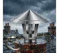 Chapeau de Cheminée Inox 201 Pare-Pluie 50/80/150/180 mm Capot de Cheminée | Couvercle de Cheminée Anti Pluie Ronde Conduit de Fumée D'évacuation Ventilation du Toit, Hotte de Cheminée(150mm/5.9in)