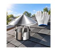 Chapeau de Cheminée Inox Anti-vent, Capot Pare-pluie pour Tubage de Poêle | Métal Anticorrosion, Collier Ajustable Stable Sûr Face Aux Rafales, Feuilles, Humidité Et Débris(150mm(6in))