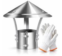 Chapeau de Cheminée Inox, Capot Anti-pluie Anti-vent pour Tubage Fumée Rond | Métal Anticorrosion, Fixation Réglable Stable Sûre Face Aux Rafales, Feuilles, Humidité Et Débris(150mm-6in)
