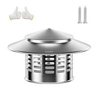 Chapeau de Cheminée Inox, Couvercle de Pluie Toit avec Grille Anti-Oiseaux | Hotte D'aération de Capot Ronde avec Vis pour Cheminee Ou Fumisterie Poele Exterieur Tubage, Montage Rapide(110mm)