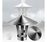 Chapeau de cheminée inox rond réglable anti-pluie pour tuyau de poêle | Chapeau anti pluie cheminée terminal vertical poele granulés bois pellet capot conduit fumée couvercle capuchon 5.2 in（130mm）
