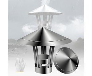 Chapeau de cheminée inox rond réglable anti-pluie pour tuyau de poêle | Chapeau anti pluie cheminée terminal vertical poele granulés bois pellet capot conduit fumée couvercle capuchon 7.2 in（180mm）