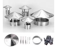 Chapeau de Cheminée Pare-Pluie Capot Conduit Ventilation de Toit | Chapeau de Cheminée Inox Rond Réglable, Couvercle Anti-Pluie pour Tuyau de Poêle Bois Conduits de Ventilation(180mm)