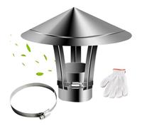 Chapeau de Cheminée Pare Pluie INOX 60 120 180 200 250 300mm Chapeau de Pluie de Toit, Capuchon de Cheminée Pare-vent, Extracteur de Fumées Pour Tuyau de Toit, Poêle(130 mm/5.12 in)