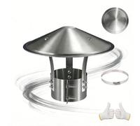 Chapeau de Cheminée Rond Inox, Capot de Cheminées 75mm 160mm 180mm 200mm 315mm, Réglables Chapeau de Ventilation Anti Pluie pour Fumisterie Poele Exterieur Tubage(140mm)